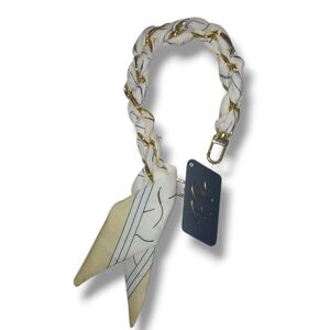 NWT Cream Twilly Woven Gold-tone Bag Chain/Wristlet Strap